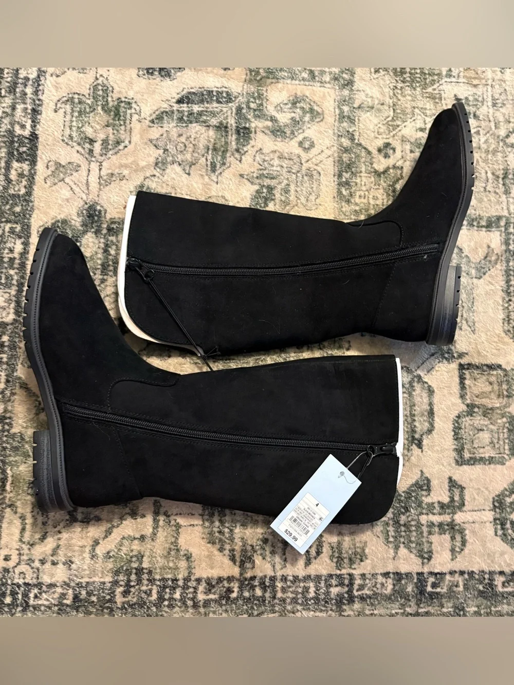Cat & Jack Black Suede Knee-High Kids Boots